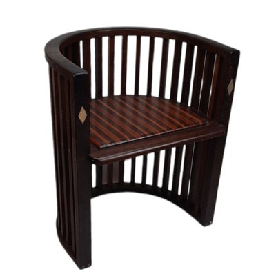 Vintage Oak and Mahogany Round Chair