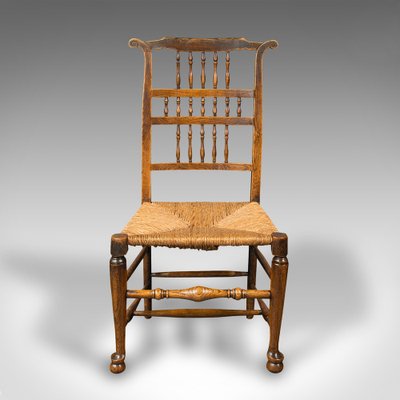 Antique English Victorian Spindleback Rush Chairs Set of 2