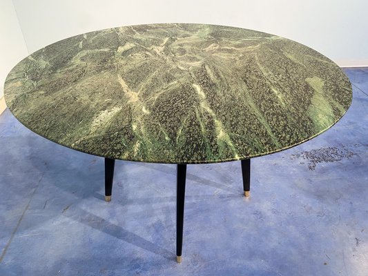 Mid Century Italian Green Marble Round, Emerald Green Marble Side Table