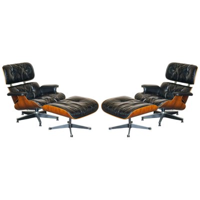 Hardwood No1 Lounge Chairs & Ottomans by Eames for Herman Miller