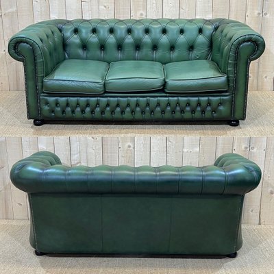 Chesterfield Green 3-Seater Sofa, 1980s for sale at Pamono