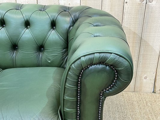Chesterfield Green 3-Seater Sofa, 1980s for sale at Pamono
