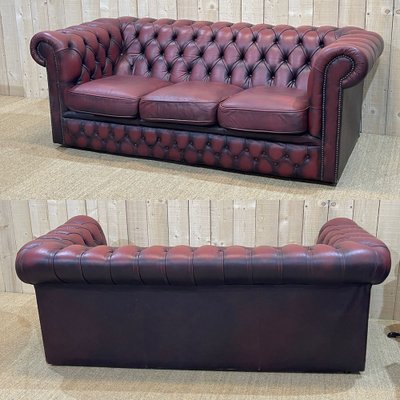 ergens bij betrokken zijn Margaret Mitchell theater Chesterfield Sofa in Red Leather, 1980s for sale at Pamono