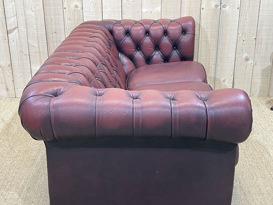Chesterfield Sofa In Red Leather 1980s For At Pamono Chesterfield Sofa In Red Leather 1980s, 7ft Leather Sofa