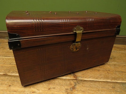 Metal Storage Trunk With Wood Grain Finish For At Pamono Metal Storage Trunk With Wood Grain, Small Storage Trunk With Lock