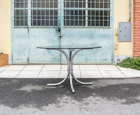COMPOTIER ROND EN verre & rebord cerclé en métal chromé - Bormioli Rocco - Italy EUR 35,00 - FR