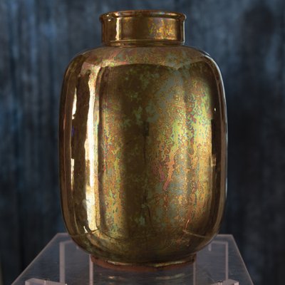 Vaso dorato in ceramica smaltata di Riccardo Gatti in vendita su Pamono