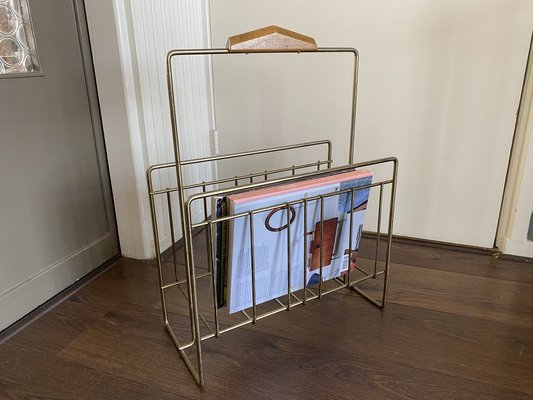 Porte-revues En Bois D'hévéa Vintage - Style Antique, 3 Compartiments, Dimensions 56x48x37 Cm