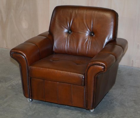 Set of Vintage Dutch Brown Leather Armchairs for sale at Pamono