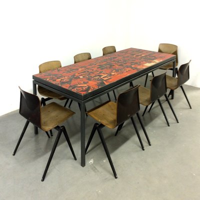 Handmade Dining Table With Tile Top By Wilhelm And Elly Kuch 1967 Handmade Dining Table With Tile Top By Wilhelm And Elly Kuch 1967 8