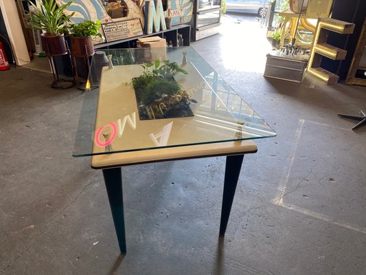 Mid Century Italian Skai and Glass Dining Table 1950s for sale at