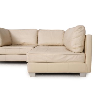 tribe march shipbuilding Cream Leather Crack Corner Sofa from Machalke for sale at Pamono
