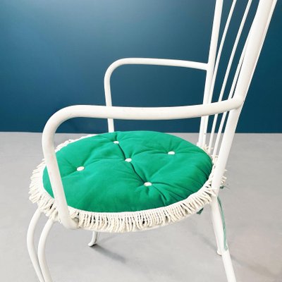 Mid Century Italian Garden Chairs and Table in White Iron Glass
