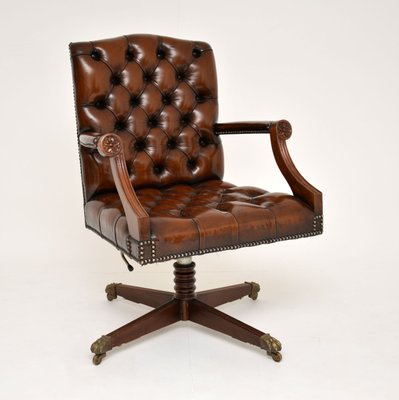 Georgian Style Leather Swivel Desk Chair For At Pamono Georgian Style Leather Swivel Desk, Antique Swivel Office Chair