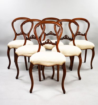Victorian Walnut Dining Chairs Set Of, Walnut Dining Chairs Set Of 6
