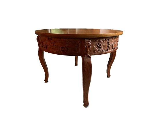 Antique Round Extendable Dining Table, Antique Round Solid Wood Dining Table