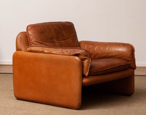 Design-Sessel im Ei-Stil, braunes patiniertes Leder, vintage sixties