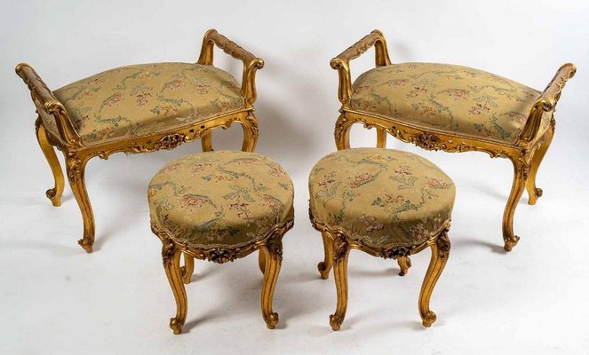 LOUIS XV FOOTSTOOL SMALL BENCH FRENCH STYLE SEAT VINTAGE FURNITURE LEOPARD 