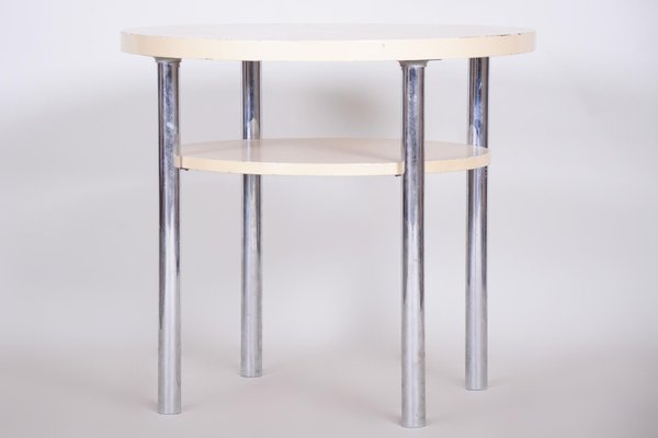 White Mosquito Detector Side Table, Round Side Table Bookshelf