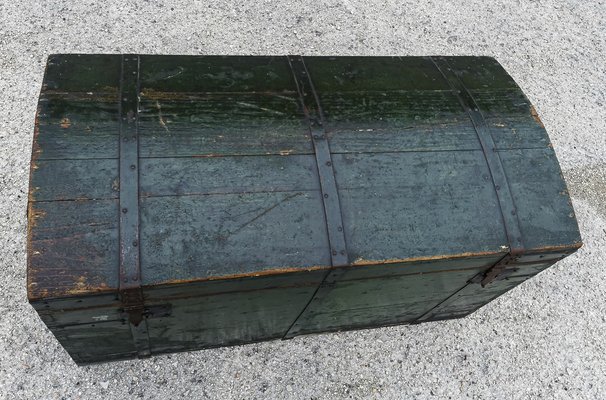 Travel Trunk in Green Varnished Wood, 1900s for sale at Pamono