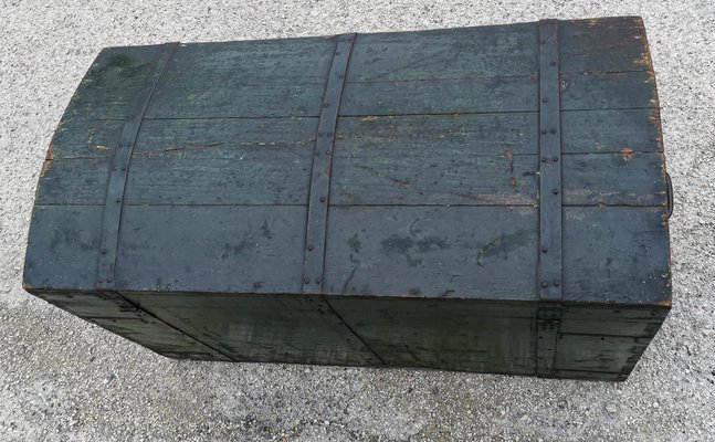 Travel Trunk in Green Varnished Wood, 1900s for sale at Pamono