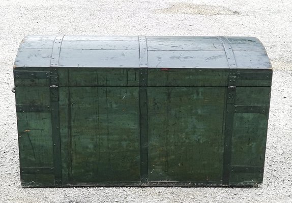 Travel Trunk in Green Varnished Wood, 1900s for sale at Pamono