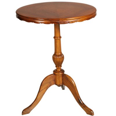 Neoclassical Hand Carved Blond Walnut Oval Side Table 1920s