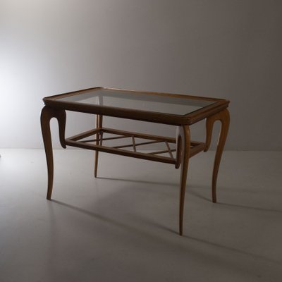 Rectangular Coffee Table In Curved Wood, Rectangle Glass Top End Table