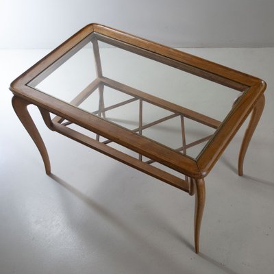 Rectangular Coffee Table In Curved Wood With Glass Top And Intertwined Plane By Paolo Buffa 1940s For At Pamono Rectangular Coffee Table In Curved Wood, Rectangle Glass Top End Table