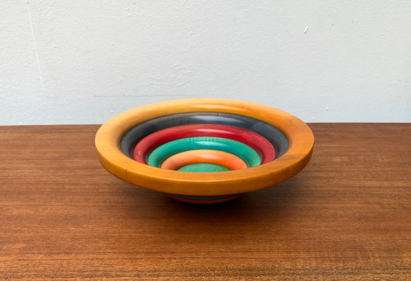ヴィンテージ MANZONI PIETRO デザイン マルチカラー ボウル Postmodern Italian Wooden Bowl by Pietro Manzoni for sale at Pamono