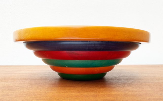 ヴィンテージ MANZONI PIETRO デザイン マルチカラー ボウル Manzoni Pietro Vintage Italian Multi Color Ring Wooden Salad Bowl