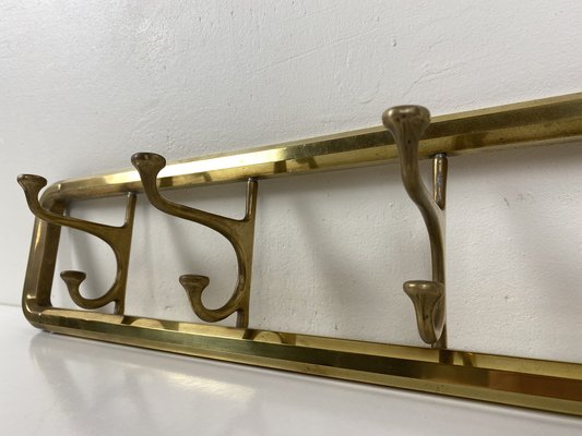 Art Deco Style Brass Coat Rack With Foldable Hooks Austria 1940s