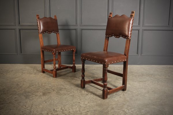 Oak Leather Dining Chairs Set Of 8, Recover Leather Dining Chairs Uk