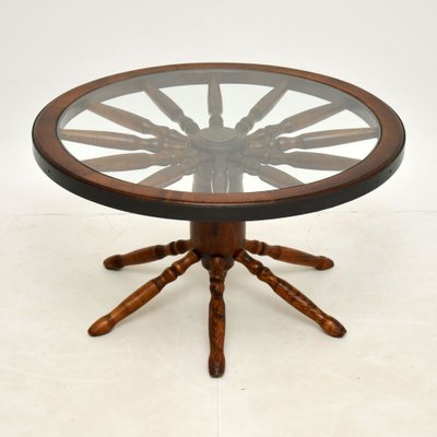 Vintage Wagon Wheel Coffee Table With, Wagon Wheel Table Lampshade