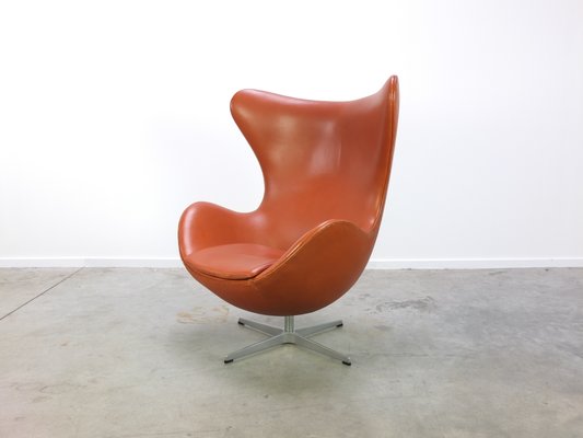 Cognac Leather Egg Chair By Arne, Leather Egg Chair And Ottoman