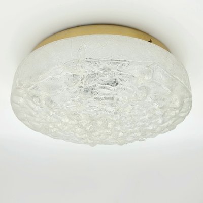 Large Murano Ice Glass Flush Mount or 