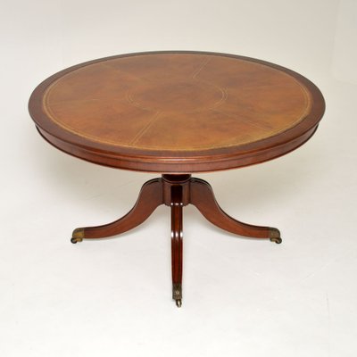 Antique Regency Style Dining Table With, Leather Top Round Dining Table