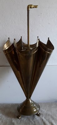 Vintage Brass Umbrella Stand in the Form of a Half Fold Out, 1970s