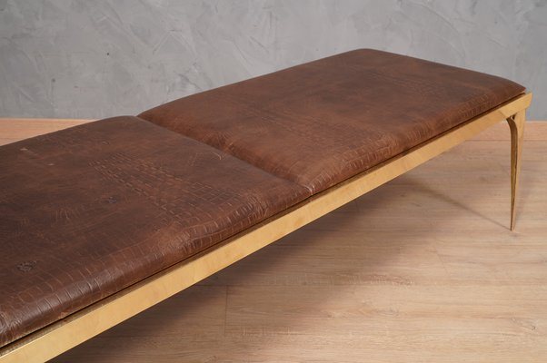 Leather mid century bench deals