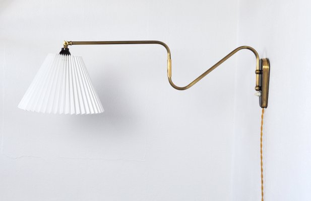 Danish Brass Swing Arm Wall Lamp 1950s, Swivel Arm Wall Lamps