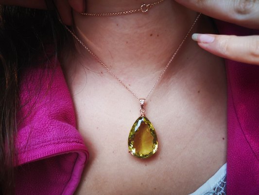 Pear-Shaped Citrine Pendant \u0026 Chain 