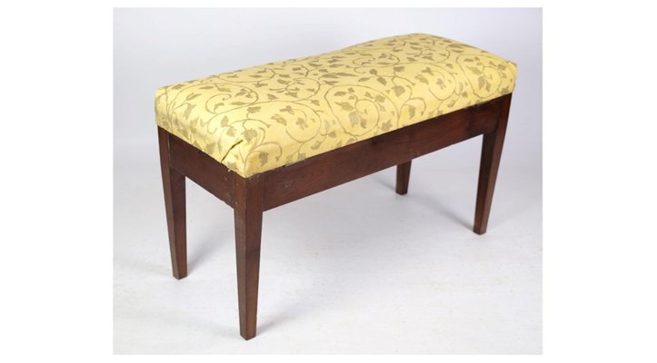 Piano Bench or Stool in Mahogany with Light Floral Fabric 1910