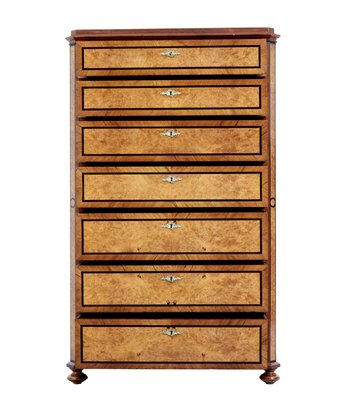 Tall Antique Chest Of Drawers In Burr, Tall Narrow Antique Dresser