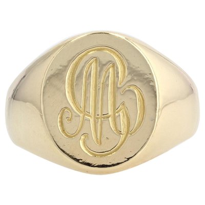 Gold signet ring initials outlet