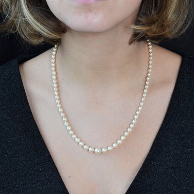 18 Karat White French Cultured Pearl 