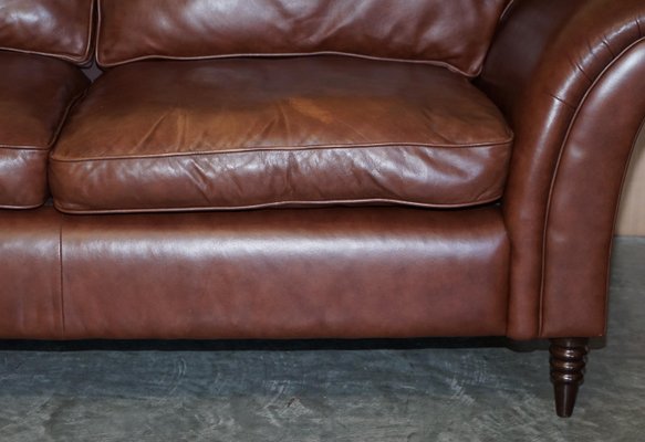 Large Heritage Brown Leather Mortimer Sofa from Laura Ashley for