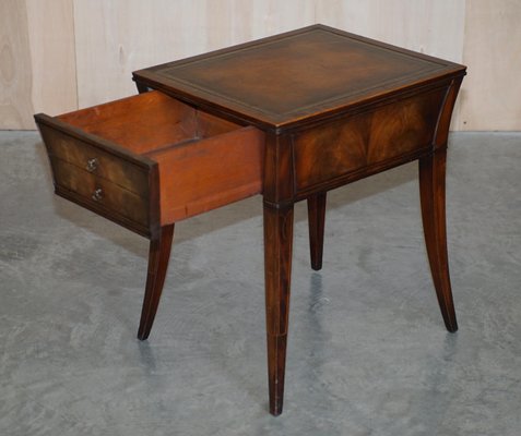 Victorian Mahogany Curved Single Drawer Side End Lamp Table with