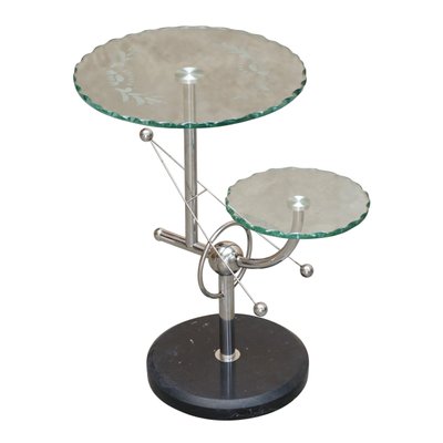 Glass and 2024 chrome lamp table
