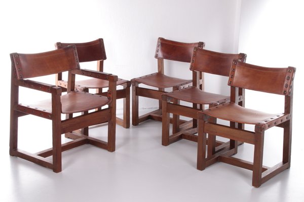 Spanish Brutalist Biosca Dining Chairs, Spanish Style Dining Table Set