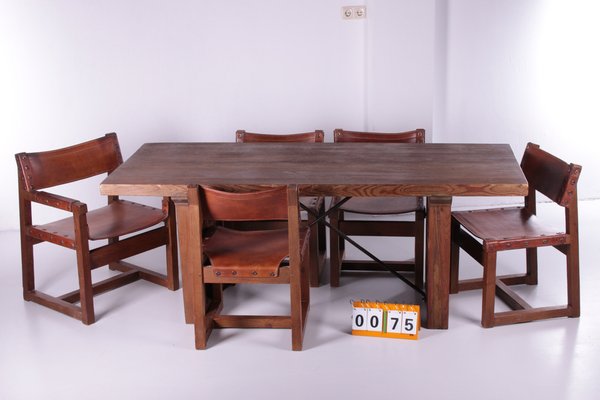 Spanish Brutalist Biosca Dining Chairs, Spanish Dining Room Set